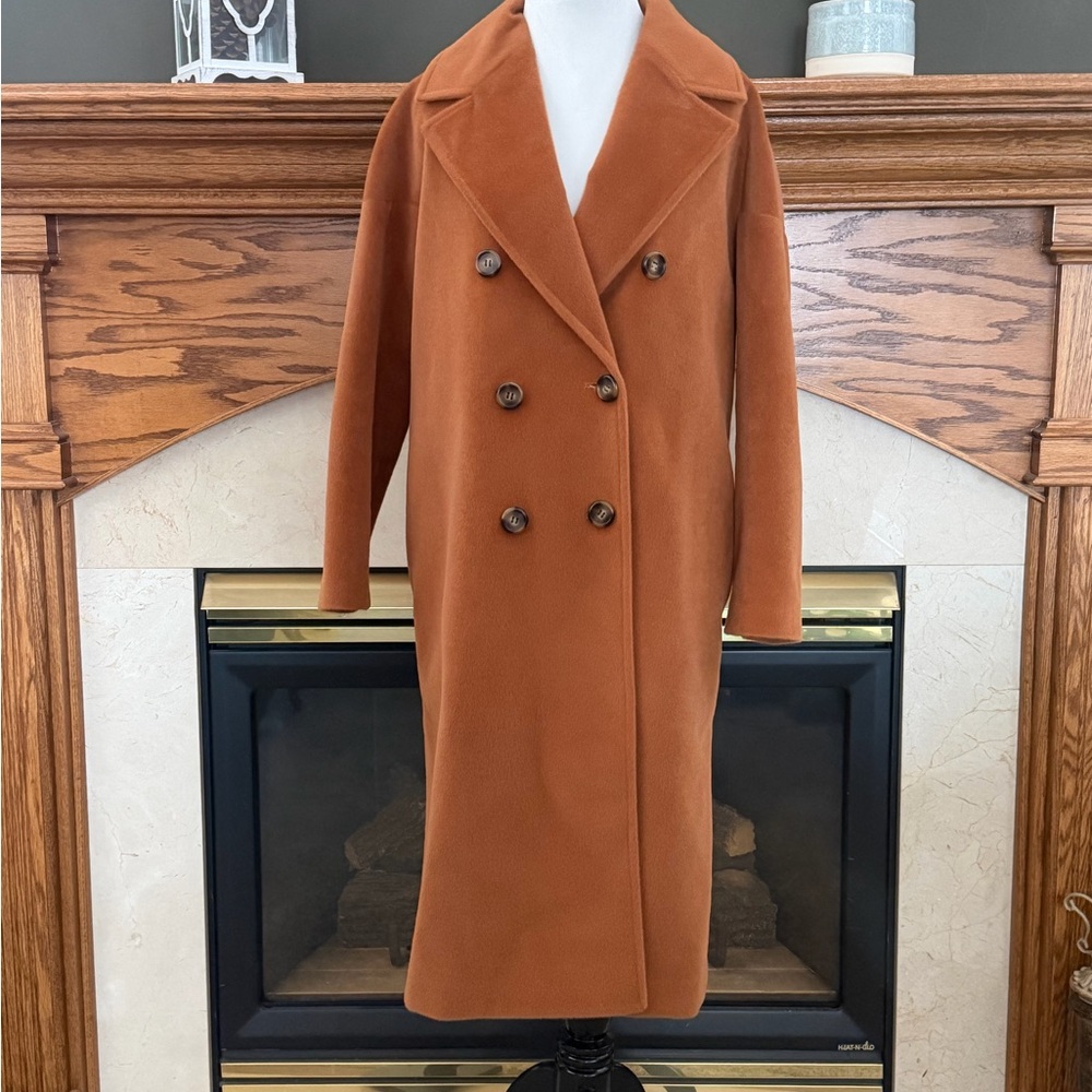 Mural‎ Cognac Brown Double-Breasted Long Coat Size Small